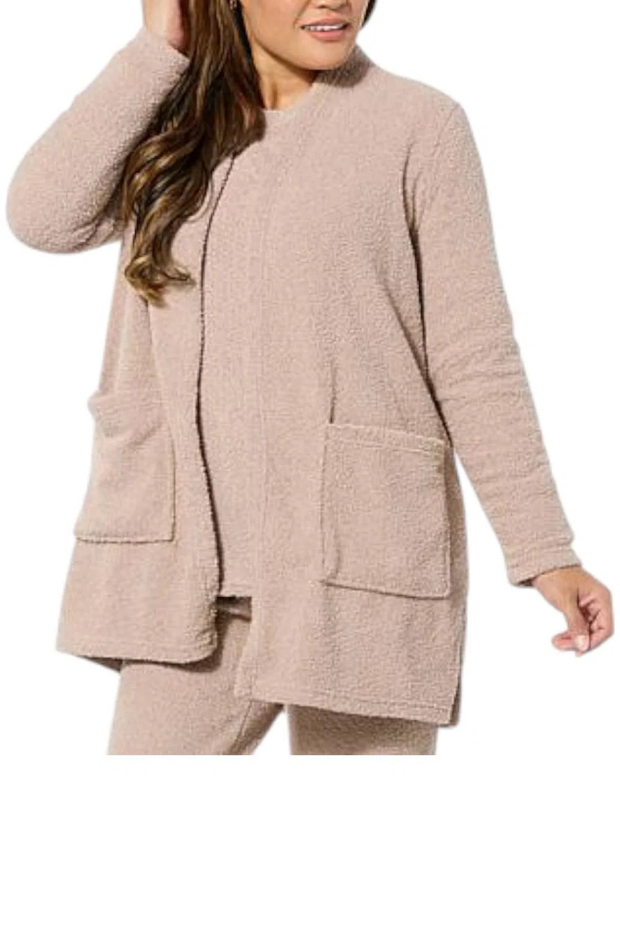 Comfort Code Women's Average Marshmallow Knit Cardigan Smoky Taupe - Petite